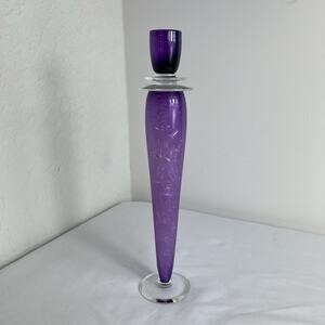 Shardz Refraction Wedding Glass Keepsake Candlestick Purple signed, modern decor